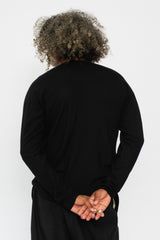 Wool Boat Neck Sweater Black Unisex