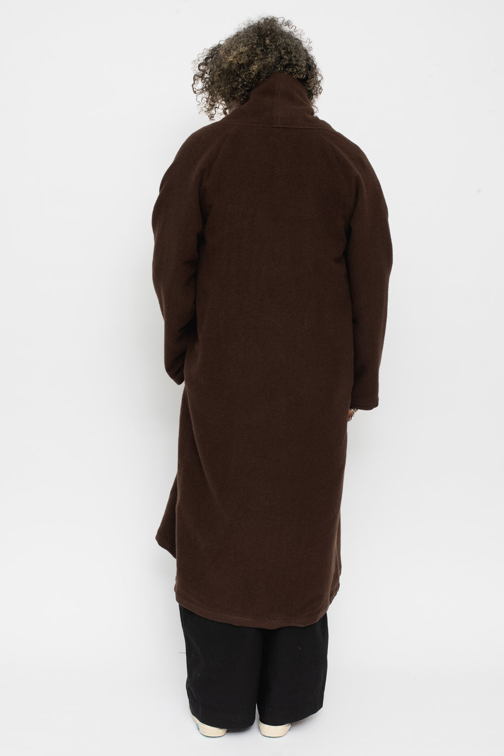 Wool Silk Camel Long Coat with Belt Brown
