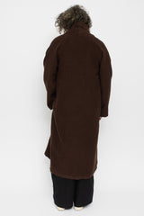 Wool Silk Camel Long Coat with Belt Brown