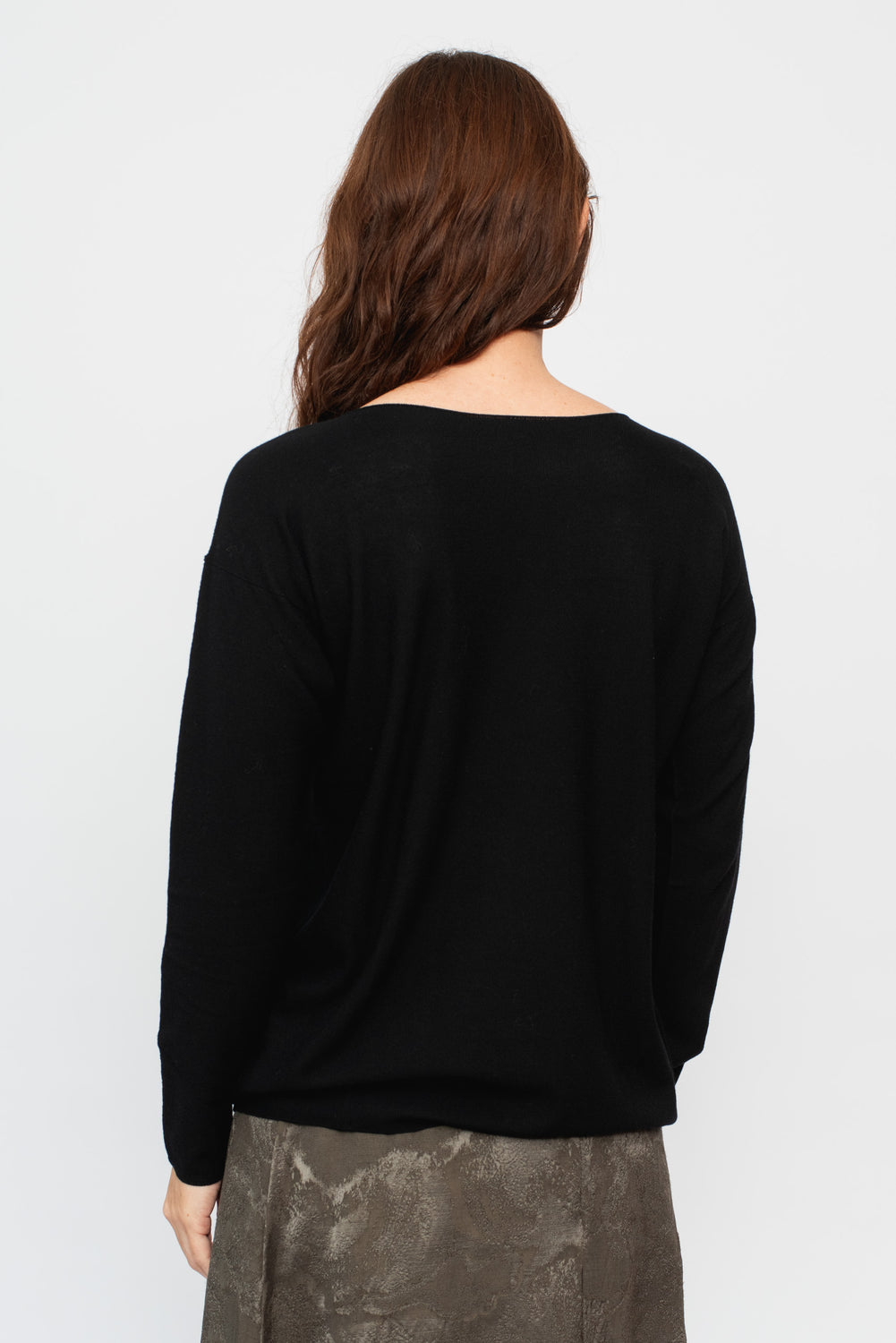 Wool Boat Neck Sweater Black Unisex
