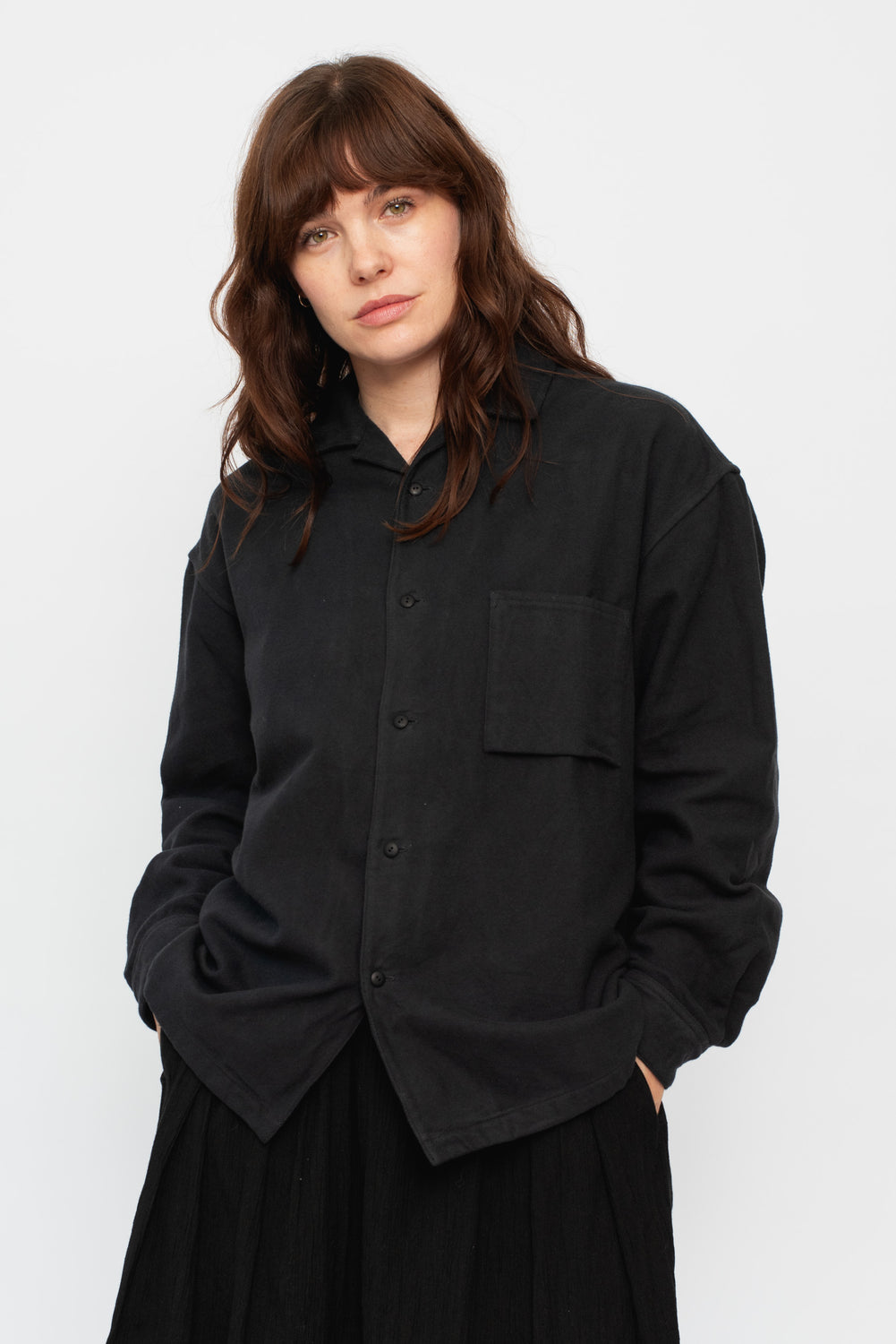 Cotton Flannel L/S Shirt, Charcoal