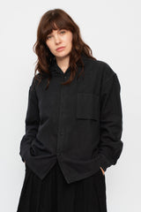 Cotton Flannel L/S Shirt, Charcoal