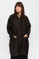 Triple Weave Wool and Cotton Coat Brown Black Unisex