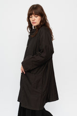 Triple Weave Wool and Cotton Coat Brown Black Unisex