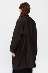 Triple Weave Wool and Cotton Coat Brown Black Unisex