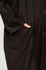 Triple Weave Wool and Cotton Coat Brown Black Unisex
