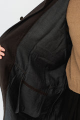 Triple Weave Wool and Cotton Coat Brown Black Unisex