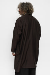 Triple Weave Wool and Cotton Coat Brown Black Unisex