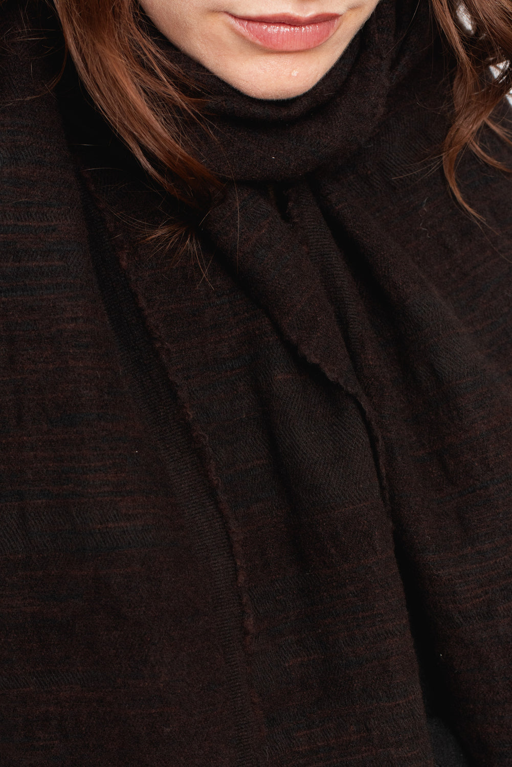 Wool and Cotton Shawl Dark Brown