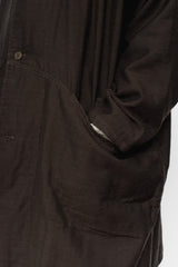 Triple Weave Wool and Cotton Coat Brown Black Unisex
