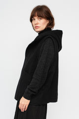 Wool Silk Camel Vest with Hood
