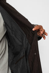 Triple Weave Wool and Cotton Coat Brown Black Unisex