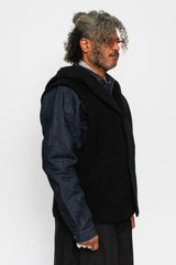 Wool Silk Camel Vest with Hood