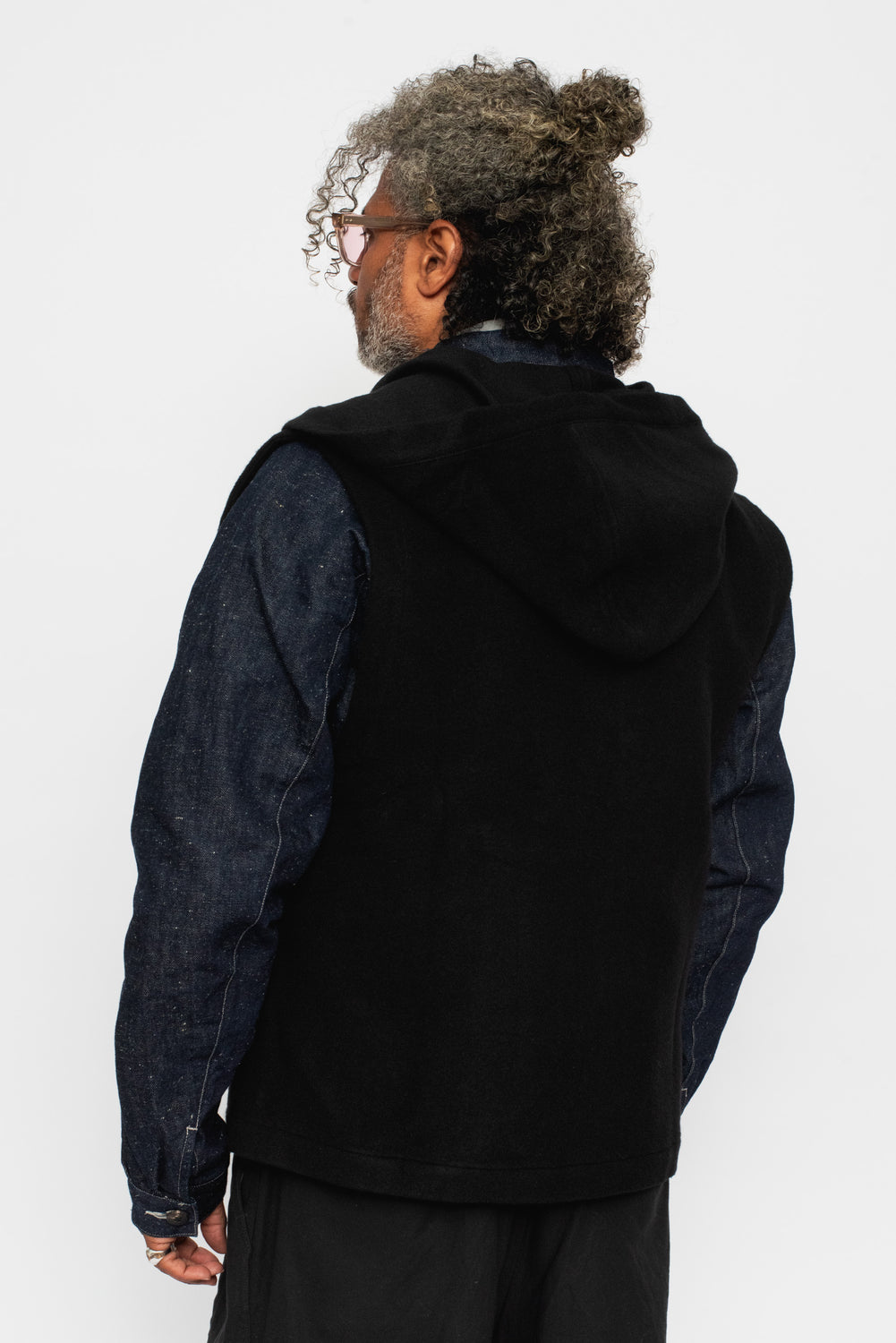 Wool Silk Camel Vest with Hood