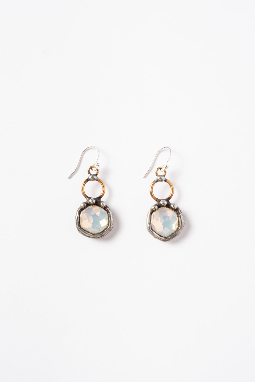 Brass Earrings with Opal Crystals
