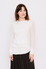 Cotton and Cashmere Long Sleeve T-Shirt, Chalk