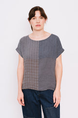Short Sleeve Blouse, Grey Mix