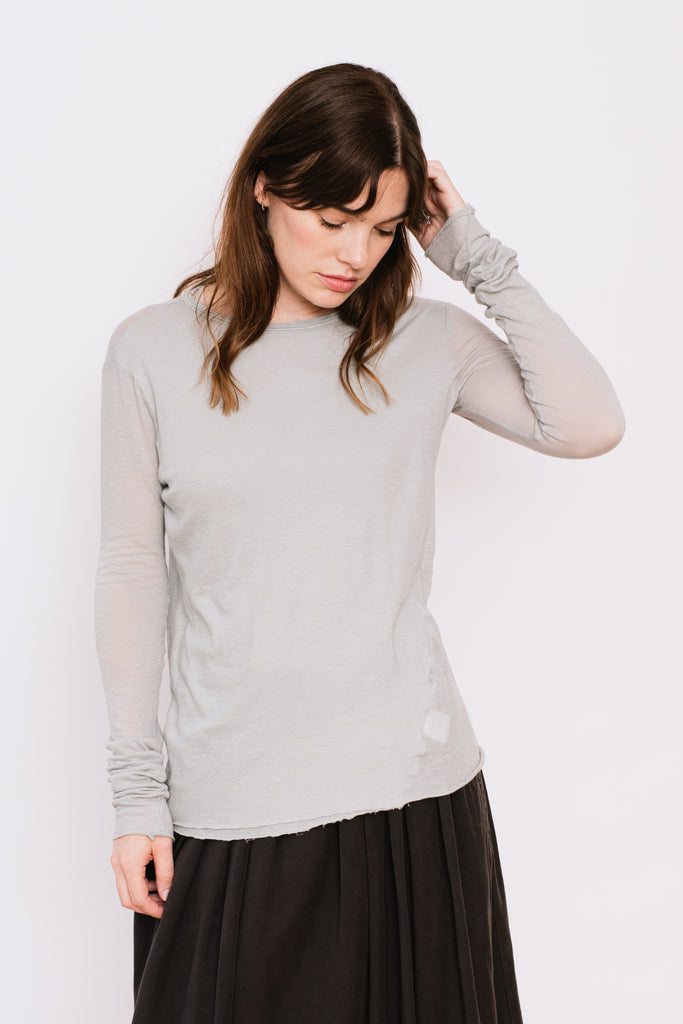 Cotton and Cashmere Long Sleeve T-Shirt, Grey