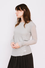 Cotton and Cashmere Long Sleeve T-Shirt, Grey