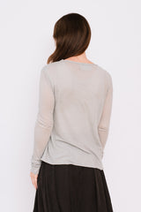 Cotton and Cashmere Long Sleeve T-Shirt, Grey