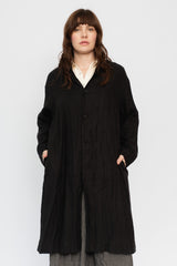 Brushed Linen Canvas Long Coat