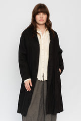 Brushed Linen Canvas Long Coat
