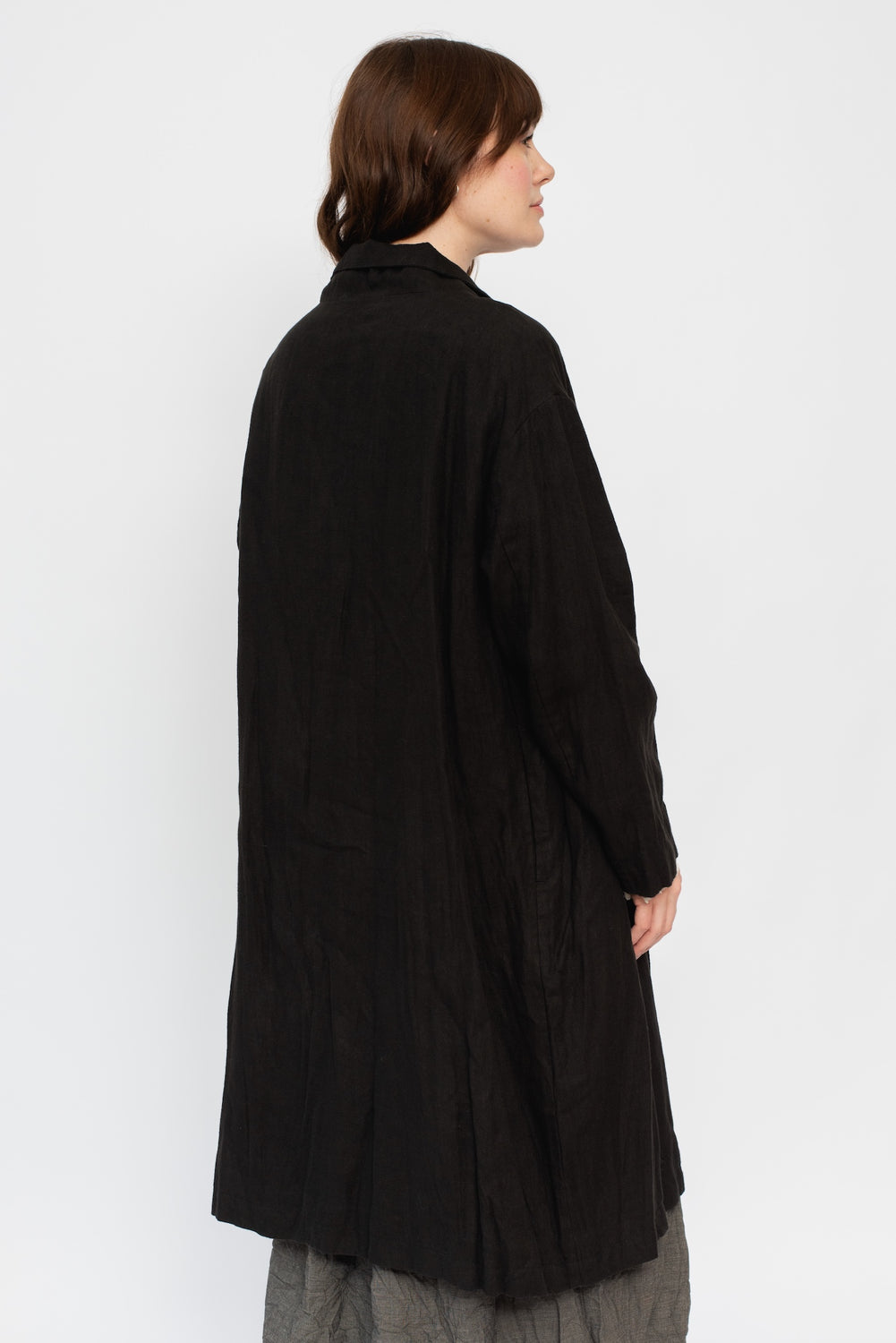 Brushed Linen Canvas Long Coat