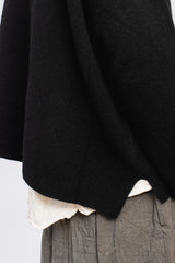 Wool Patterned Panel Switch Square Shape Sweater Black
