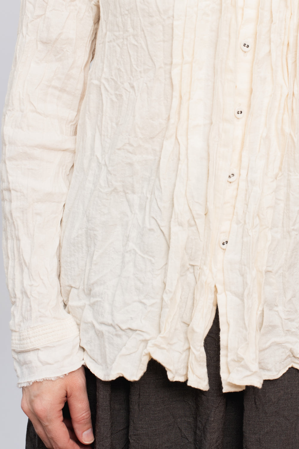 Brushed Crinkle Pin-Tuck Blouse