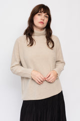 Wool Loose Turtleneck Sweater Greige