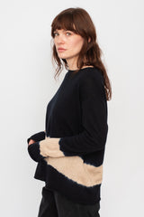 Cashmere and Wool Dyed Round Neck Pullover Navy