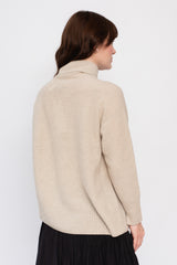 Wool Loose Turtleneck Sweater Greige