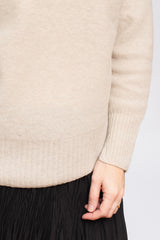 Wool Loose Turtleneck Sweater Greige