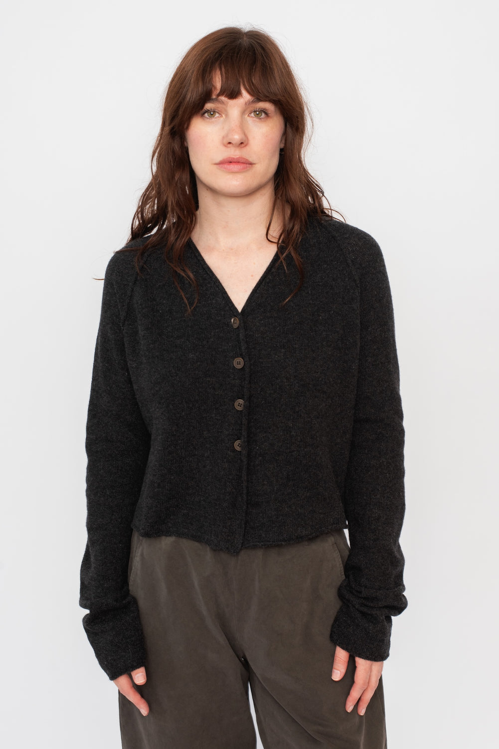 Short Knit Cardigan Charcoal