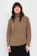 Wool Loose Turtleneck Sweater Brown