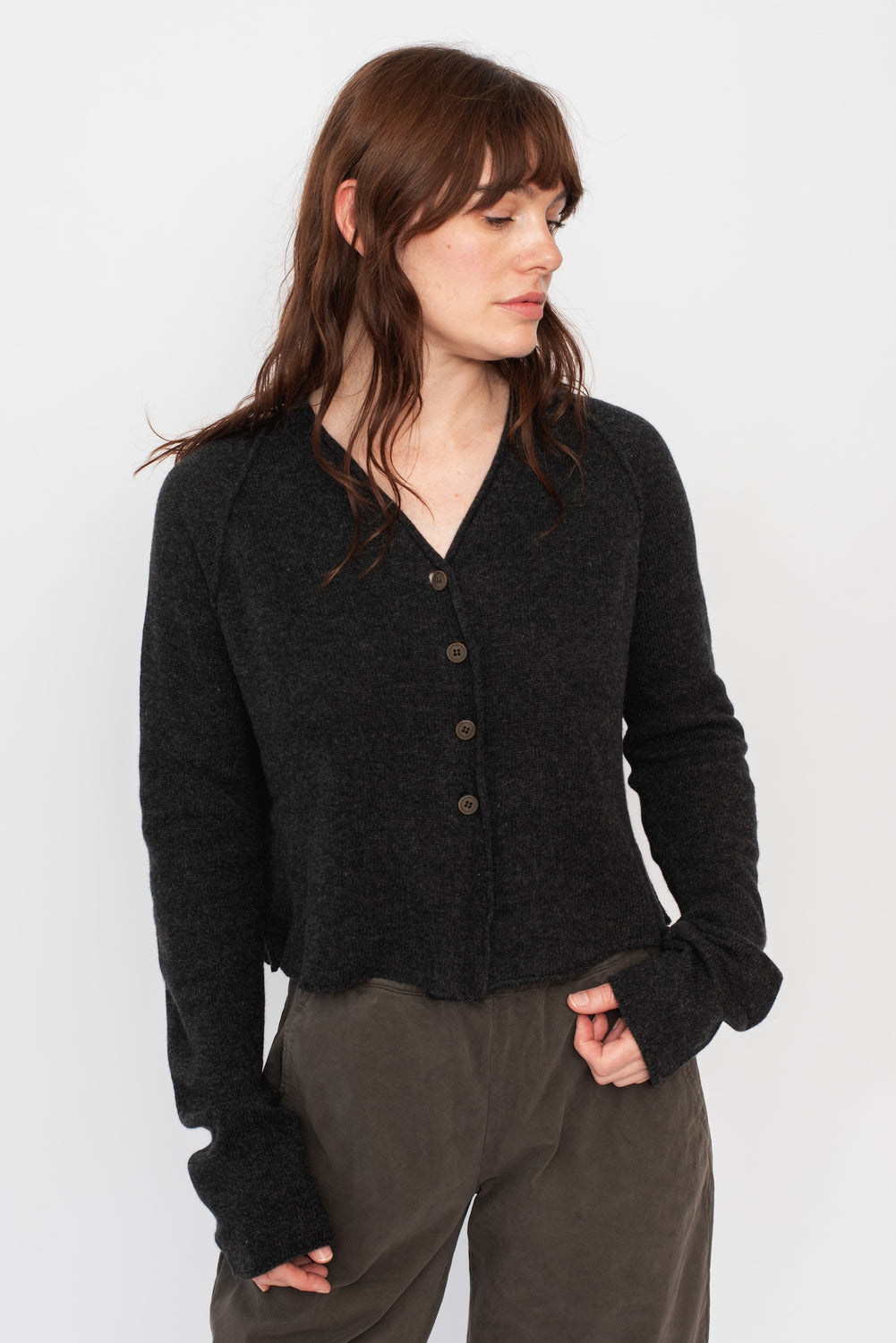 Short Knit Cardigan Charcoal