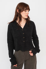Short Knit Cardigan Charcoal