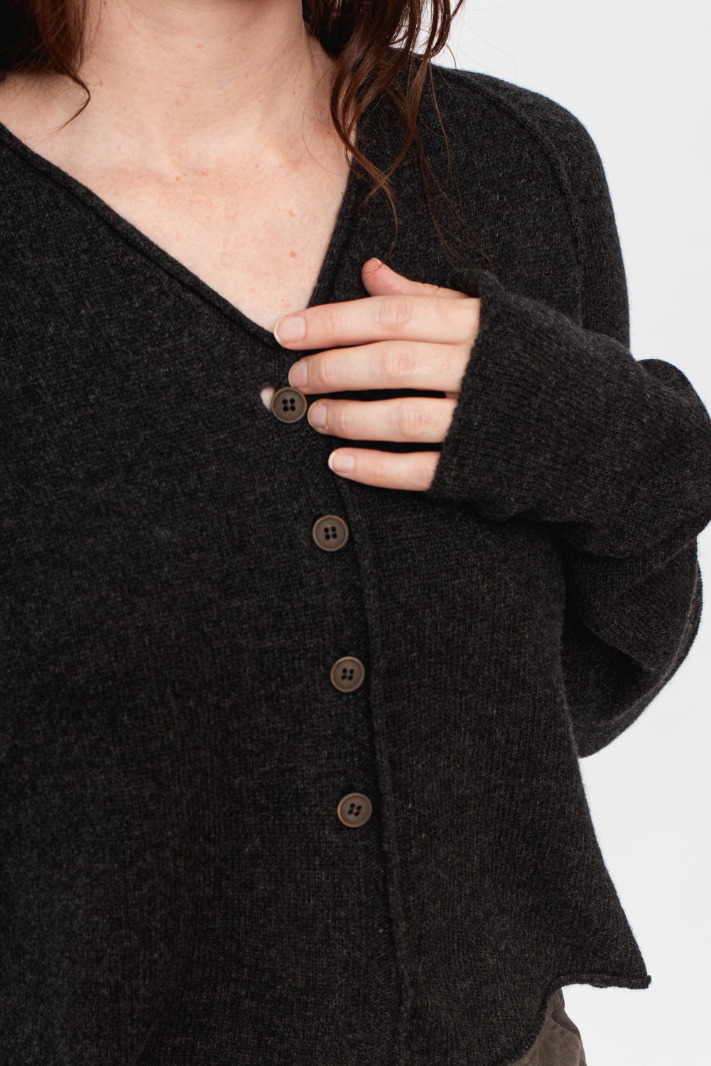 Short Knit Cardigan Charcoal