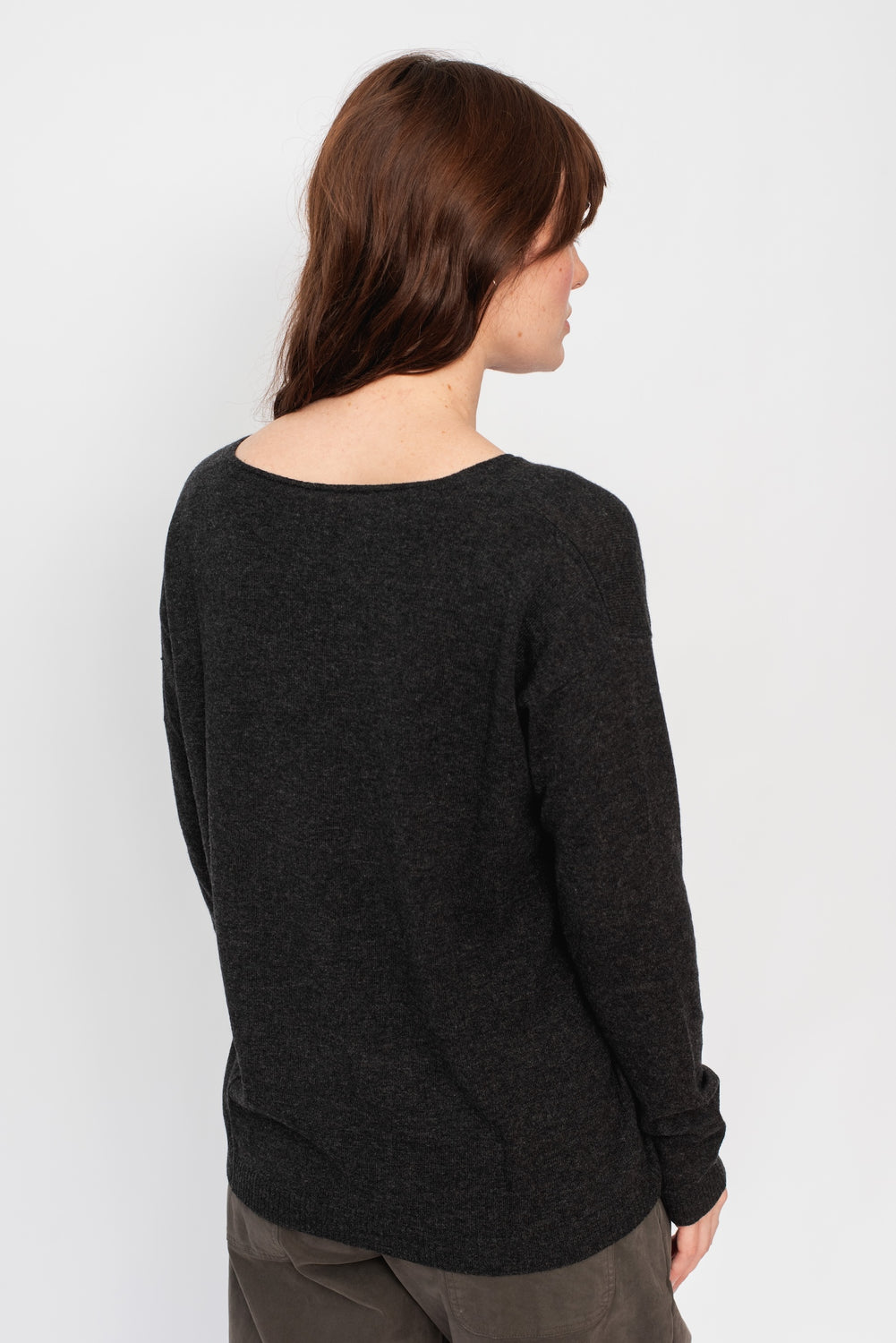 V-Neck Sweater Charcoal Cashmere Blend