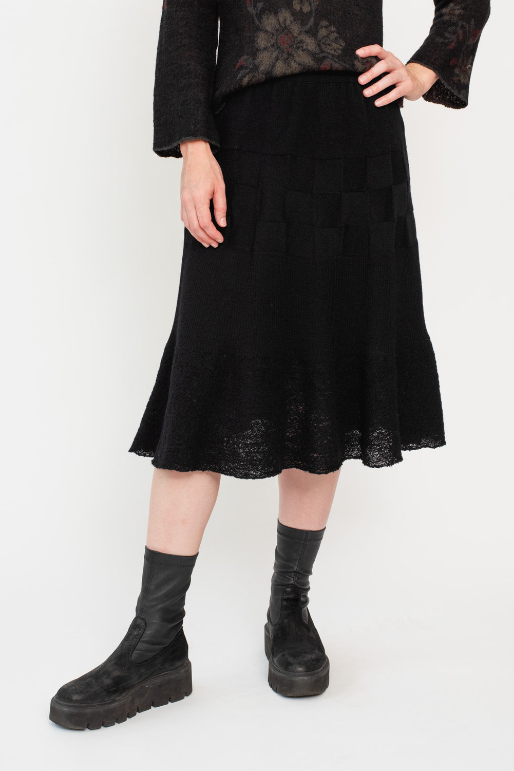 Knit Wool Skirt Black