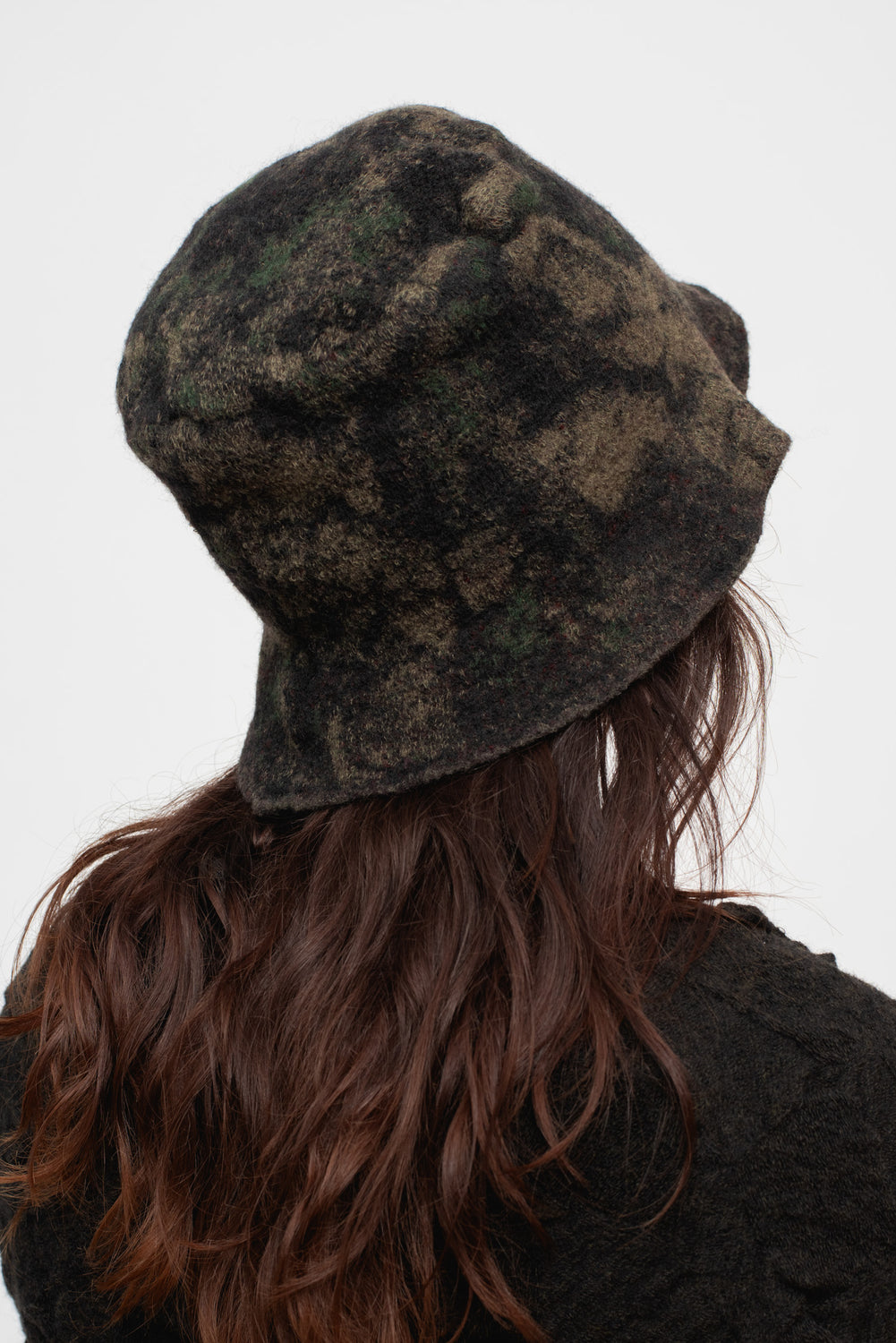 Floral Wool Hat, Black
