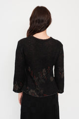 Knit Wool Sweater Floral Black