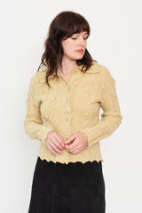 Knit Cropped Cardigan Beige