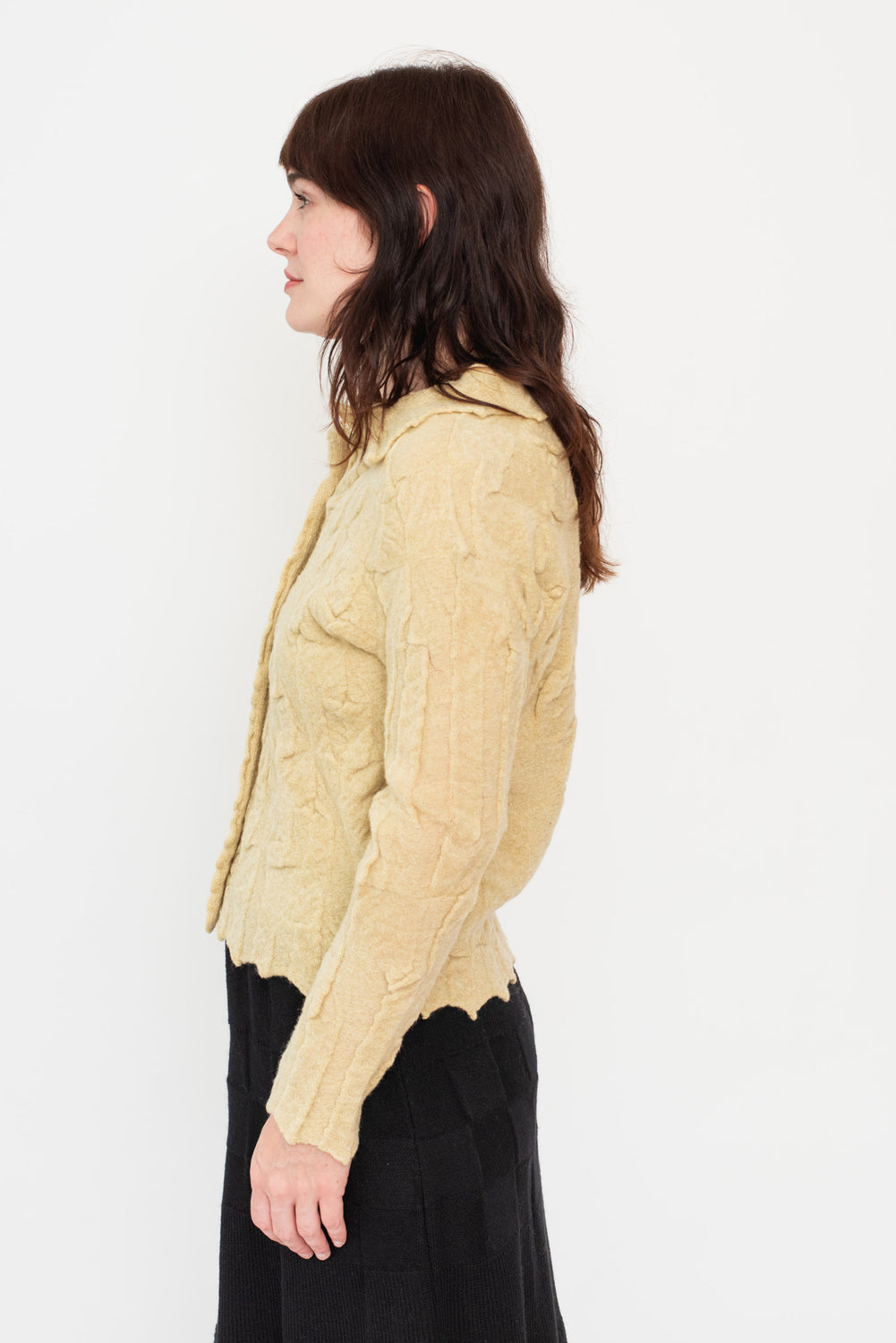 Knit Cropped Cardigan Beige