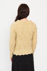 Knit Cropped Cardigan Beige