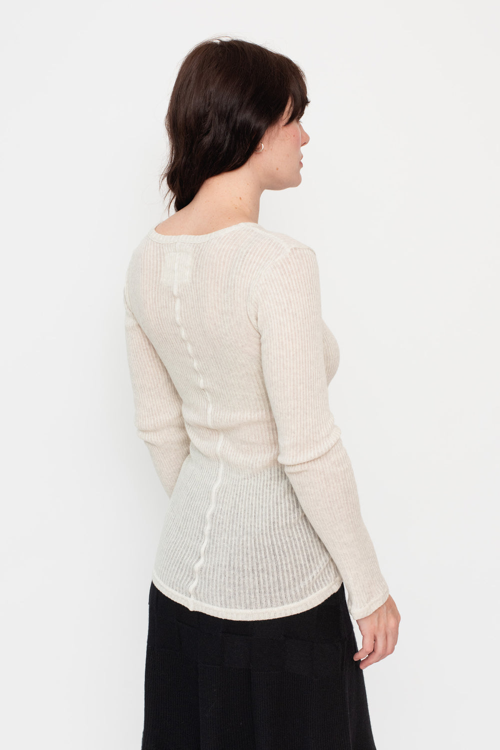 Cotton Gauze Ribbed L/S T-Shirt Oat