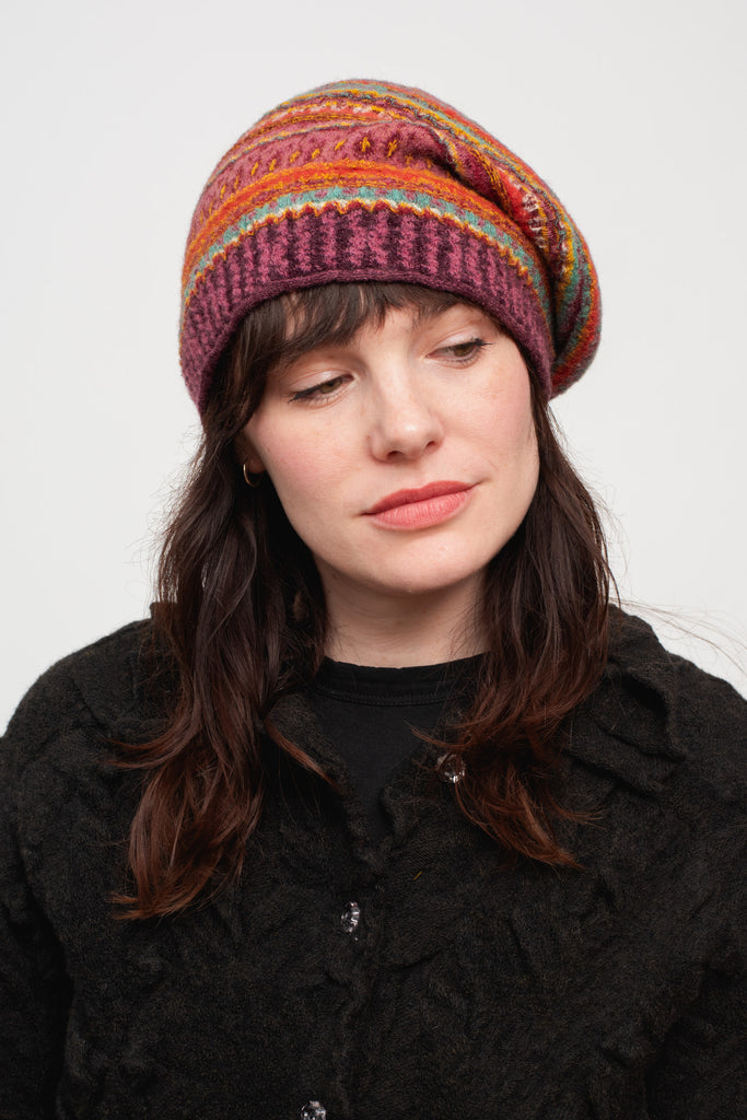 Knit Beret Multi Pink