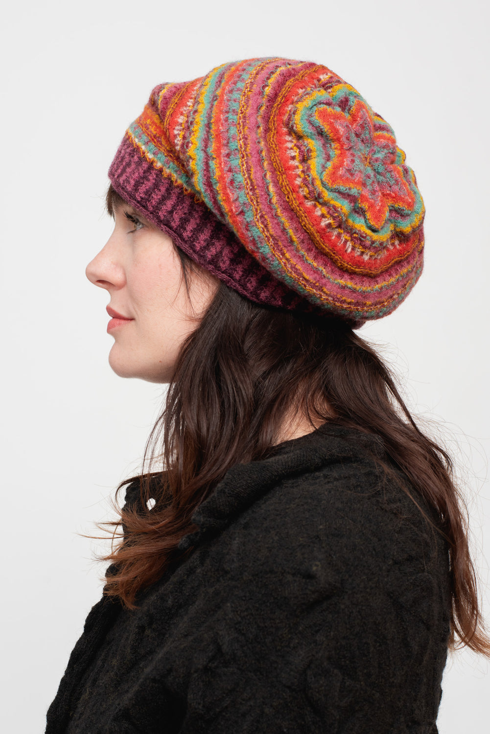 Knit Beret Multi Pink