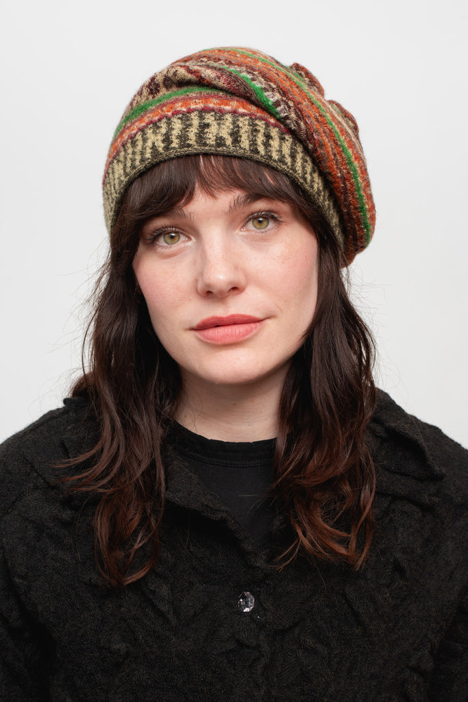 Knit Beret Multi Beige