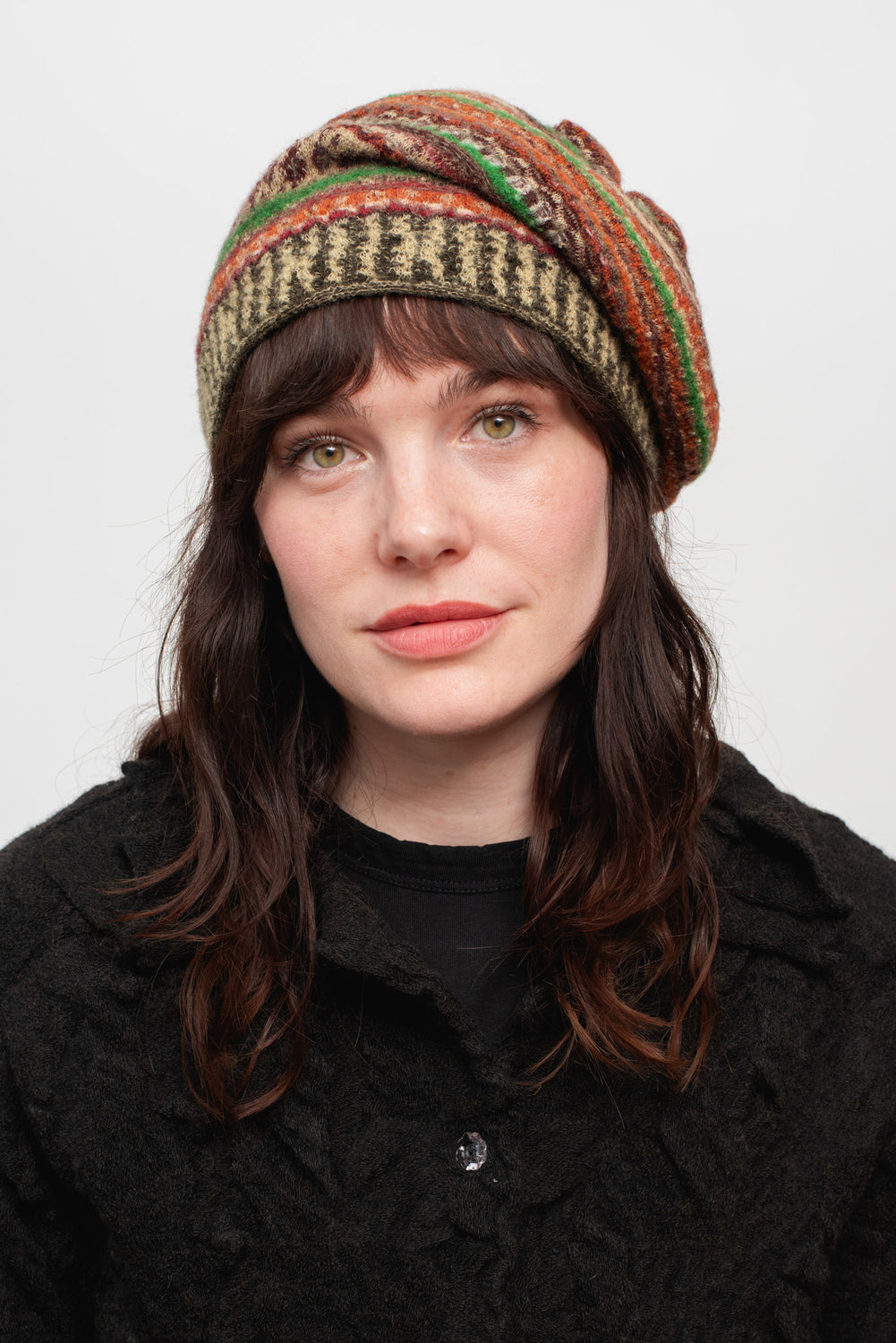 Knit Beret Multi Beige